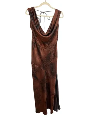 House of CB Alaina Antique Copper Bias Cut Maxi Dress NWT Size Large thumbnail 6