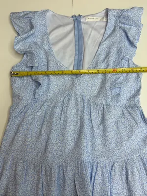 Altar'd State Light Blue Floral Tiered V-Neck Midi Dress size XS thumbnail 4