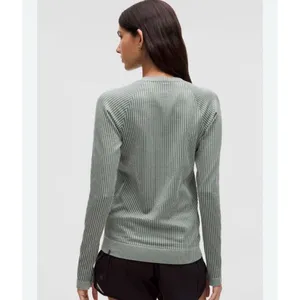 Lululemon Women Rest Less Pullover Ribbed, teal blue‎ / green Size 12 thumbnail 6