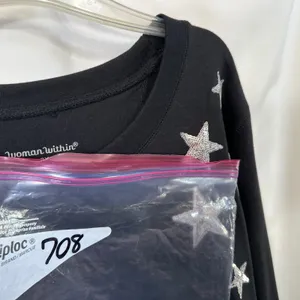 Woman Within Plus Size 26/28W Top 2X Black Sequin Star Sweatshirt Celestial 708‎ thumbnail 7