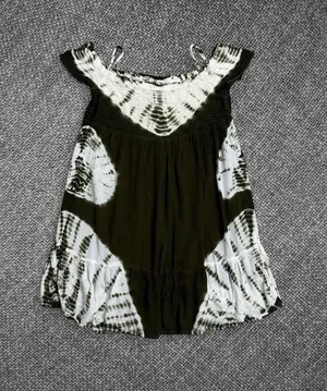 True Destiny Olive Tie-Dye Cold Shoulder Mini Dress Size Large thumbnail 1