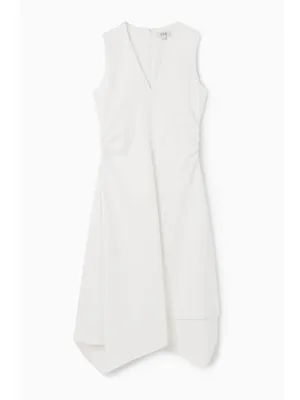 COS V-Neck White Asymmetrical Sleeveless Maxi Dress Size XS thumbnail 3