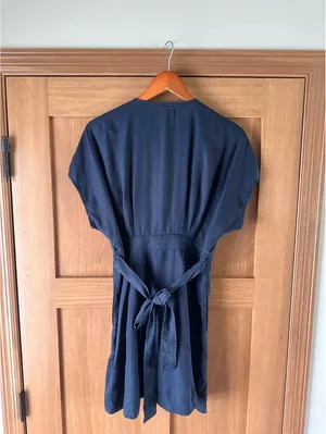 NWT Quince Vintage Wash Tencel Button Front Dress in Midnight Blue Women’s Small thumbnail 6
