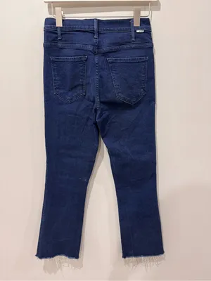MOTHER The Hustler High-Rise Frayed Ankle Jeans Sz 27 Floral Poppies Embroidered thumbnail 5