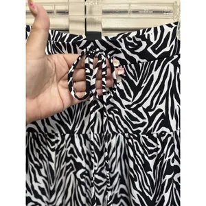 Style & Co Zebra Print Maxi Skirt A-line Size M Elastic/Tie Waist Blk/Wh‎ Tiered thumbnail 2