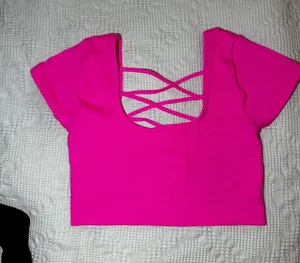 Aerie Shirt Seamless Cap Sleeve Bra Top Hot Pink thumbnail 1