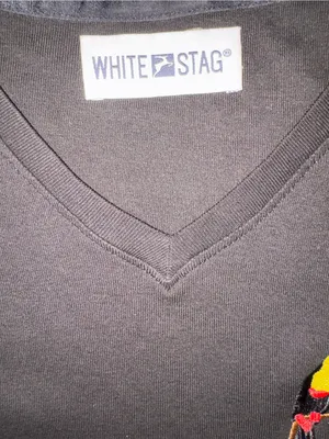White Stag Black V-Neck Tee with Colorful Toucan Embroidery thumbnail 2