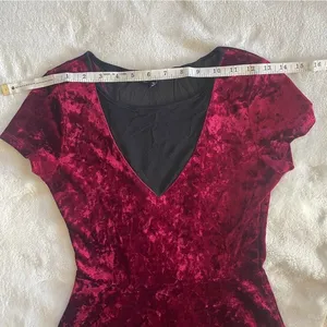 One Clothing Crushed Velvet Maroon Dress with Black Mesh Chest size S thumbnail 4