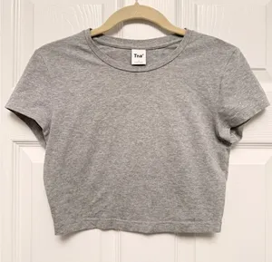 Tna Aritzia Homestretch Cropped T-Shirt Heather‎ Grey Crew Neck Small thumbnail 1