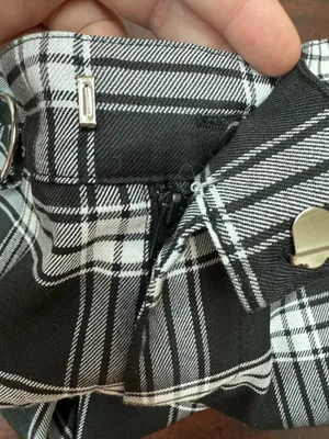 Hot Topic Black and White Plaid Grommet Pants Size Small thumbnail 3