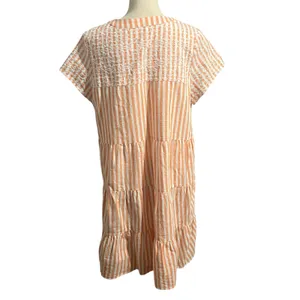 Tyler Boe Wmns Orange White Stripe Linen Blend Claudia Dress Sz M Casual Beachy thumbnail 3