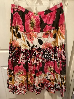 new directions Floral Tiered Maxi Skirt - Pink, Black, Cream thumbnail 2