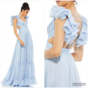 Mac Duggal 67911 Womens Ruffled Tiered Cut Out Chiffon Gown Dress thumbnail 3