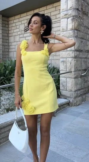 ELLIATT Trompe Floral Sleeveless Minidress in Yellow Size Large thumbnail 1