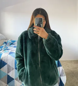 Hollister Green Jacket Faux Fur thumbnail 1