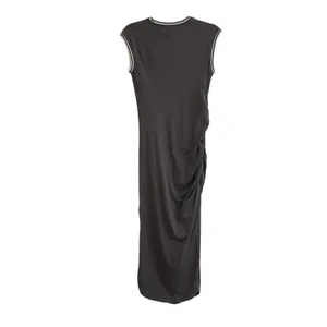 Daily Practice Grey Midi Dress Side Ruched Striped Trim Slit Athletic Athleisure thumbnail 8