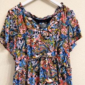 Anthropologie Robin Tiered Mini Dress Women 1X Floral Paisley Multicolor Flutter thumbnail 6