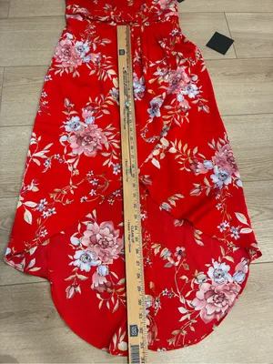 NWT Lulus Women’s My Favorite Day Red Floral Tulip Skirt Midi Dress Size S thumbnail 5