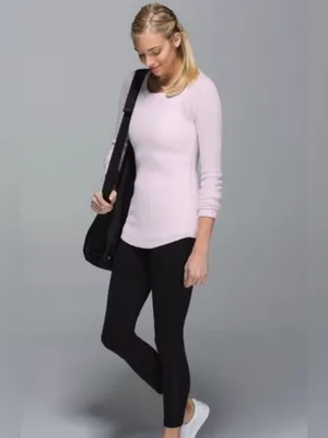 Lululemon Cabin Yogi Long Sleeve Light Pink Sweater Knit Top US 2 Cashmere Mix thumbnail 2