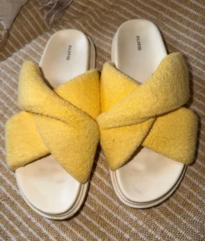 Maeve Anthropologie Bright Yellow Terry Slide Sandals thumbnail 1