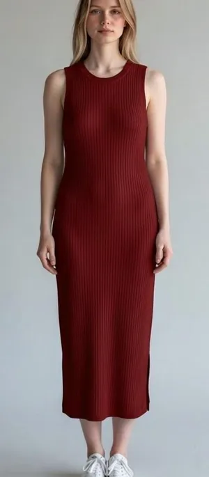 NWT Banana Republic ribbed midi dress red large thumbnail 1