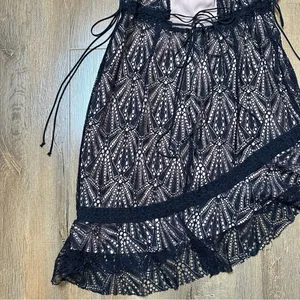For Love & Lemons Bright Lights Mini Dress in Black Size Large Lace Asymmetrical thumbnail 8
