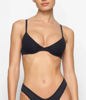 SKIMS Fits Everybody Scoop Plunge Bra BR-UWR-1997 Onyx‎ Size 32DD thumbnail 1