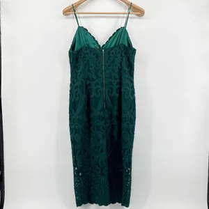Bardot Gia Lace‎ Midi Dress Forest Green V-Neck Spaghetti Strap Womens Size 10/L thumbnail 6