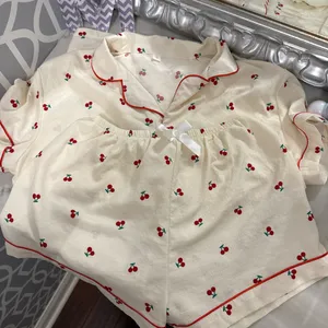 Cherry Pajama Set Shein thumbnail 1