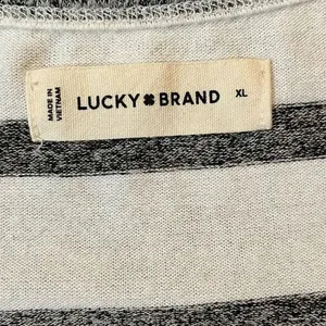 Lucky Brand Gray White Striped Crew Neck Long Sleeve XL thumbnail 7
