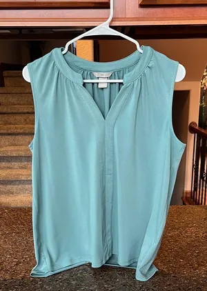 H&M Sage Green Sleeveless Blouse thumbnail 1