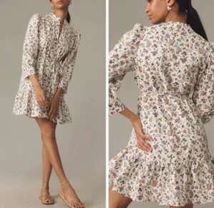 English Factory Floral Pintuck Smocked Mini Dress, Size M thumbnail 2