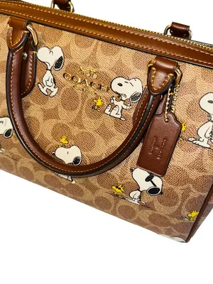 Coach X Peanuts Rowan Satchel with Snoopy Print in Signature Canvas thumbnail 8