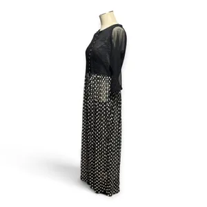 Karishma Maxi Length Overlay Crystal Buttons Sheer 3/4 Sleeves Black XL thumbnail 4