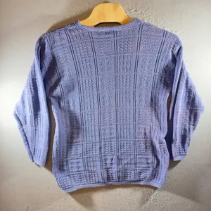 1359 | Vintage Cottagecore Textured Cotton Knit Sweater‎ Lavender USA Women M thumbnail 2
