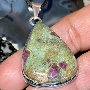 Ruby Fuchsite Crystal Pendant 2” Green thumbnail 7