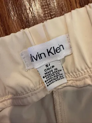 Calvin Klein ivory pleat front tie waist crop pant small thumbnail 4