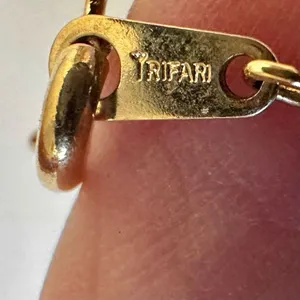 Trifari vintage gold tone flower pendant.necklace thumbnail 6