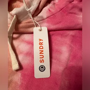 Sundry Marlyn French Terry Knit Hoodie - NWT - Size 4 (XL) Pink Tie Dye thumbnail 7