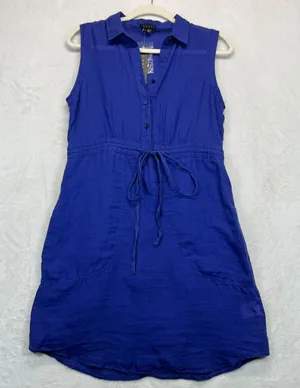 Theory Mistina Dress Sleeveless Drawstring‎ Waist Bright Violet Size 4 READ thumbnail 1