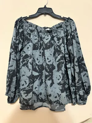 By Together Charcoal Gray Off Shoulder Blouse | Flowy Boho Top Size Small thumbnail 5