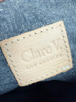 Clare V Polka Dot Denim Leather Foldover Clutch thumbnail 10