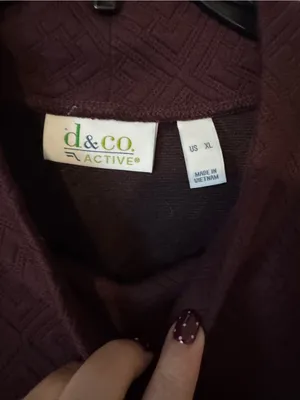 d&co Active Quilted Button‑Detail Pullover – Plum – XL Purple thumbnail 3