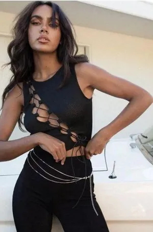 Princess Polly Black lace up Crop Top thumbnail 1