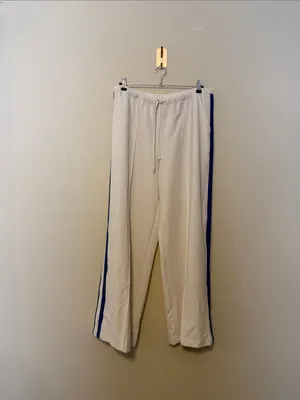 Athleta Pant‎ MVP Mid Rise Side Stripe ivory blue Size Large thumbnail 4