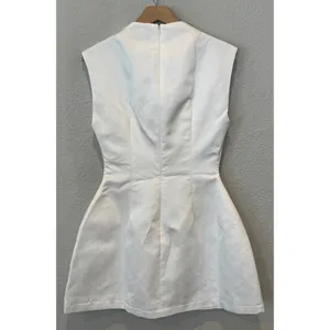 NWT Odd Muse Satin Straight Neck Mini Dress Size Medium White thumbnail 11