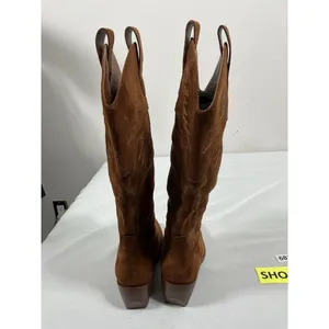 Womans Excellent Condition Knee High Western Style Boots Brown 7.5 Pointed Toe thumbnail 5