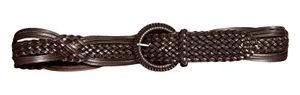 Dark Brown Leather Woven Braided Boho Belt thumbnail 1