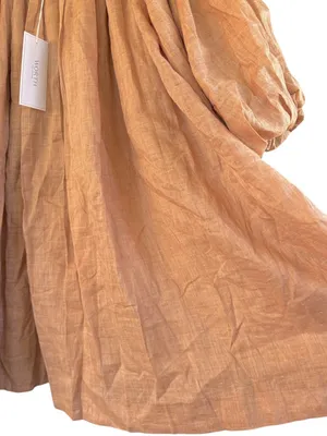 NWT WORTH Collective Cassidy Linen Puff Sleeve Off Shoulder Dress Mocha Medium thumbnail 5