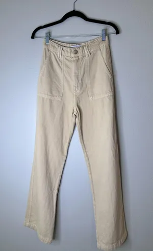 Zara tan cargo jeans thumbnail 1